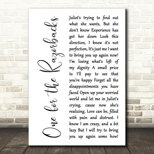 Green Day One for the Razorbacks White Script Song Lyric Music Art Print