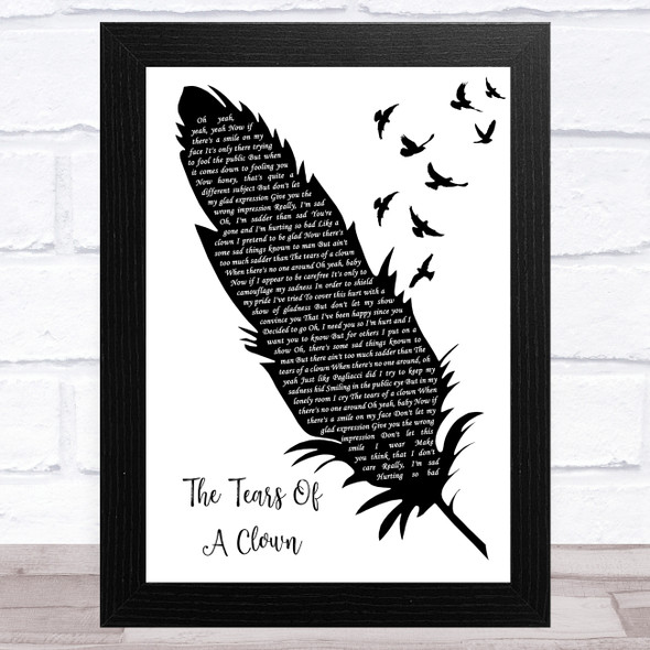 Smokey Robinson & The Miracles The Tears Of A Clown Black & White Feather & Birds Song Lyric Art Print