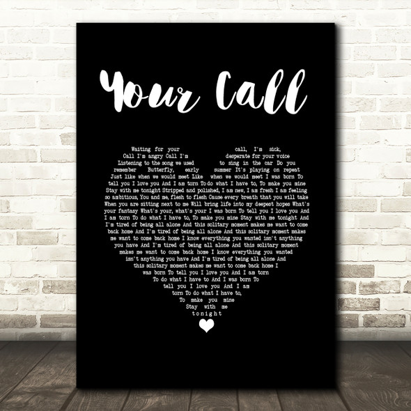 Secondhand Serenade Your Call Black Heart Song Lyric Wall Art Print