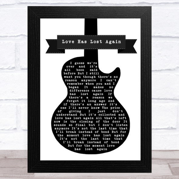 Johnny Cash Love Has Lost Again Black & White Guitar Song Lyric Art Print