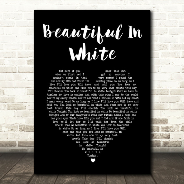 Shane Filan Beautiful In White Black Heart Song Lyric Wall Art Print