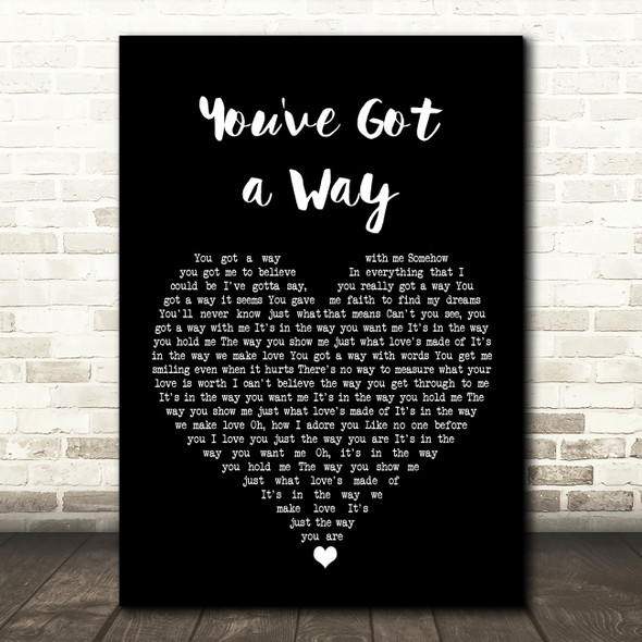 Shania Twain You've Got a Way Black Heart Song Lyric Wall Art Print