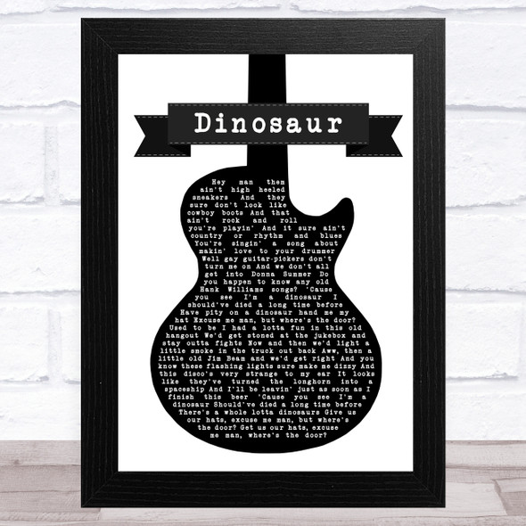 Hank Williams Dinosaur Black & White Guitar Song Lyric Art Print