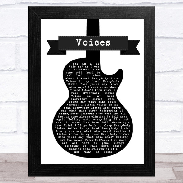 Alice In Chains Voices Black & White Guitar Song Lyric Art Print