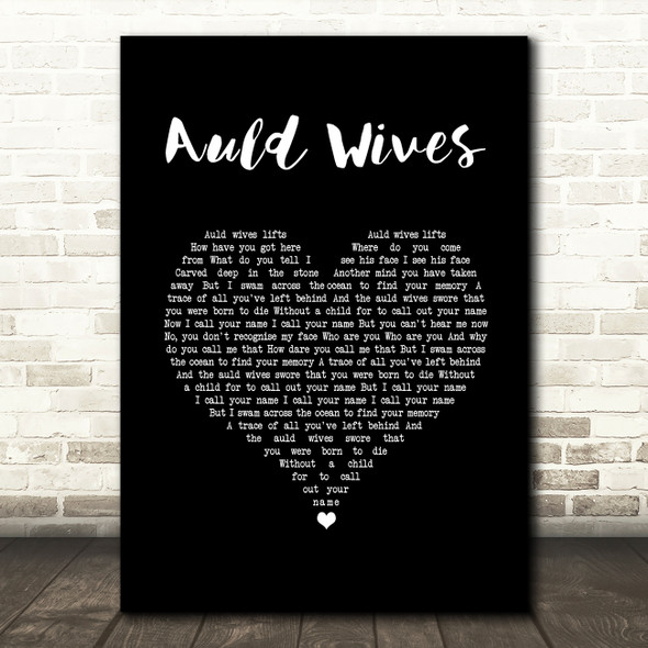 Bear's Den Auld Wives Black Heart Song Lyric Wall Art Print