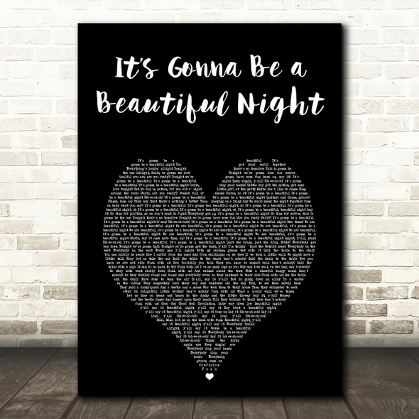 Prince Its Gonna Be a Beautiful Night Black Heart Song Lyric Art Print