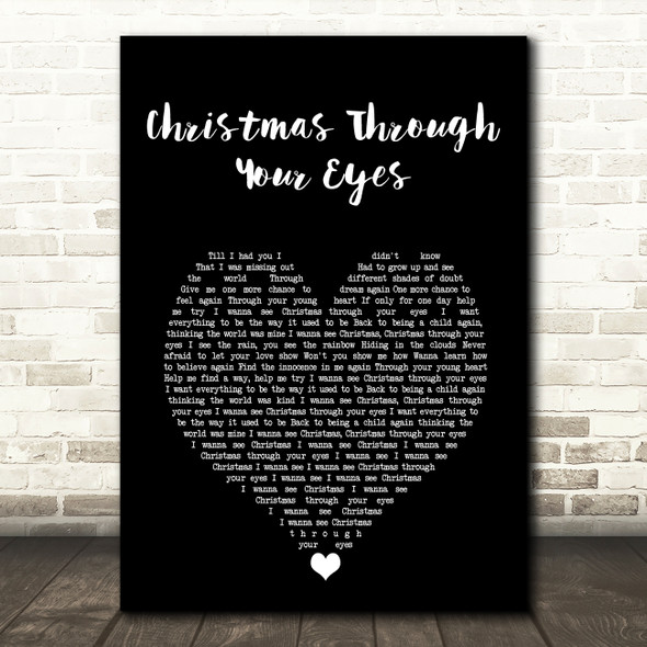 Gloria Estefan Christmas Through Your Eyes Black Heart Song Lyric Art Print