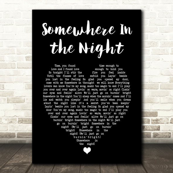 Barry Manilow Somewhere In the Night Black Heart Song Lyric Art Print