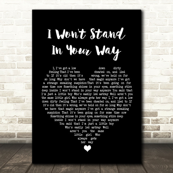 Stray Cats I Won't Stand In Your Way Black Heart Song Lyric Wall Art Print