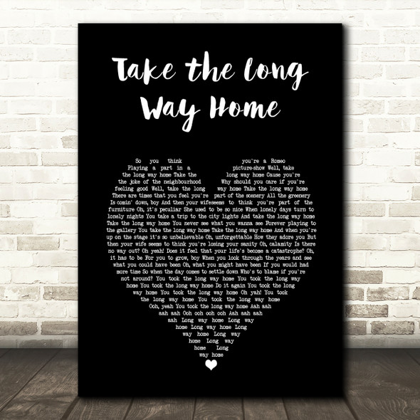 Supertramp Take the Long Way Home Black Heart Song Lyric Art Print