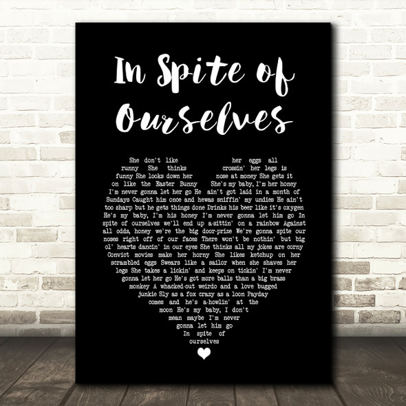 John Prine In Spite of Ourselves Black Heart Song Lyric Art Print