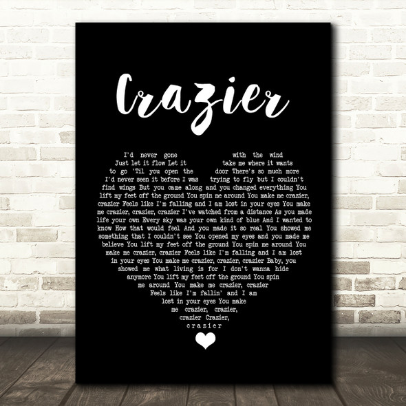 Taylor Swift Crazier Black Heart Song Lyric Wall Art Print