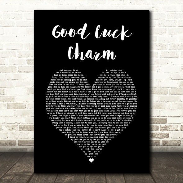 Jagged Edge Good Luck Charm Black Heart Song Lyric Art Print