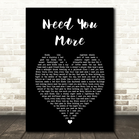 Darius Rucker Need You More Black Heart Song Lyric Art Print