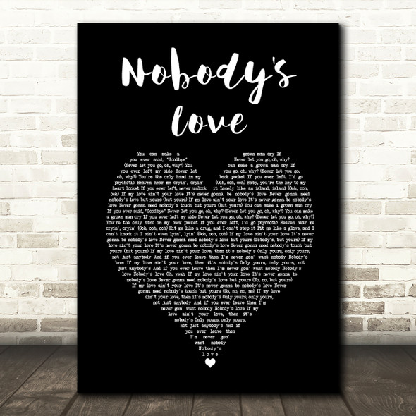 Maroon 5 Nobody's Love Black Heart Song Lyric Art Print