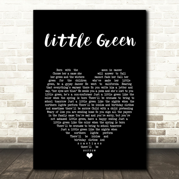 Joni Mitchell Little Green Black Heart Song Lyric Art Print
