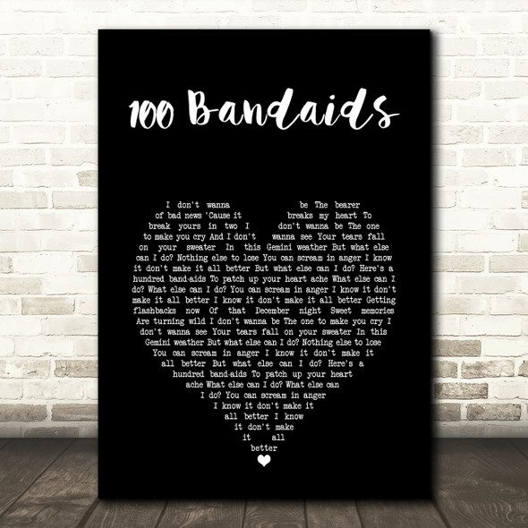 Faouzia 100 Bandaids Black Heart Song Lyric Art Print
