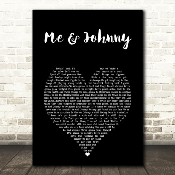 Rick Springfield Me & Johnny Black Heart Song Lyric Art Print