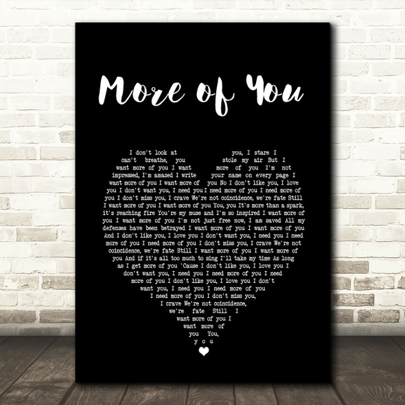 Josh Groban More of You Black Heart Song Lyric Art Print