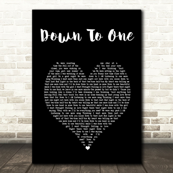 Luke Bryan Down To One Black Heart Song Lyric Art Print