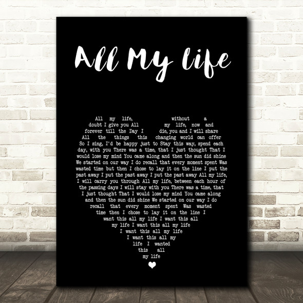America All My Life Black Heart Song Lyric Art Print