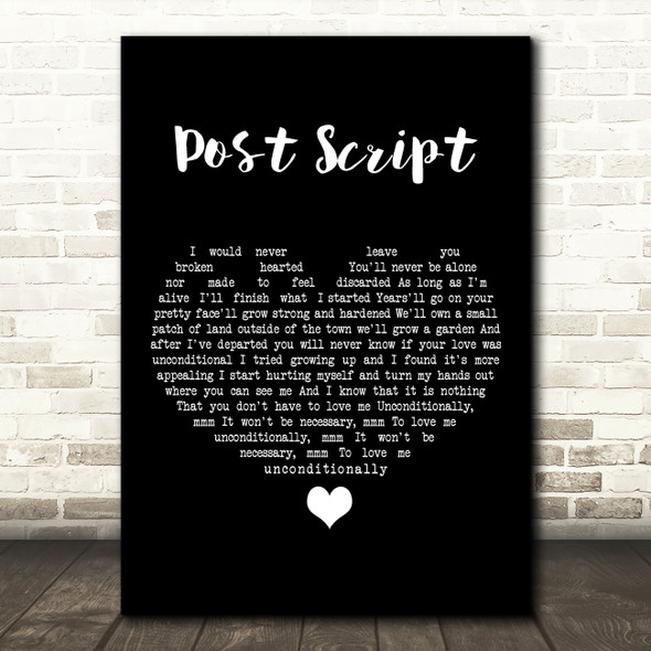 Typhoon Post Script Black Heart Song Lyric Art Print