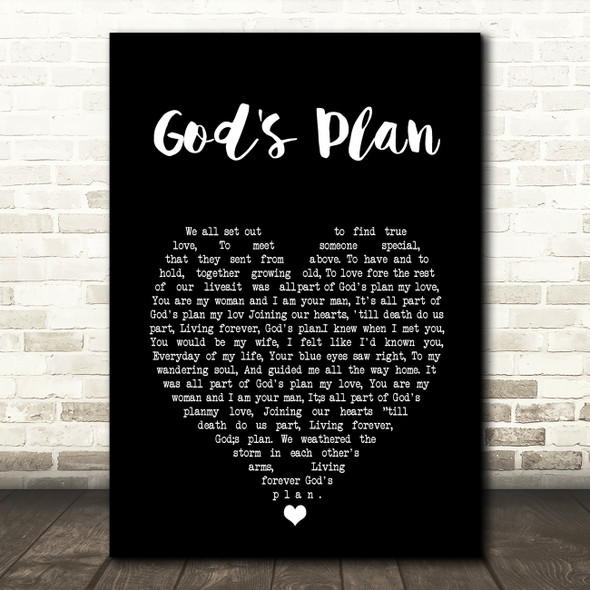 Daniel O'Donnell God's Plan Black Heart Song Lyric Art Print