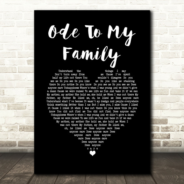 The Cranberries Ode To My Family Black Heart Song Lyric Wall Art Print