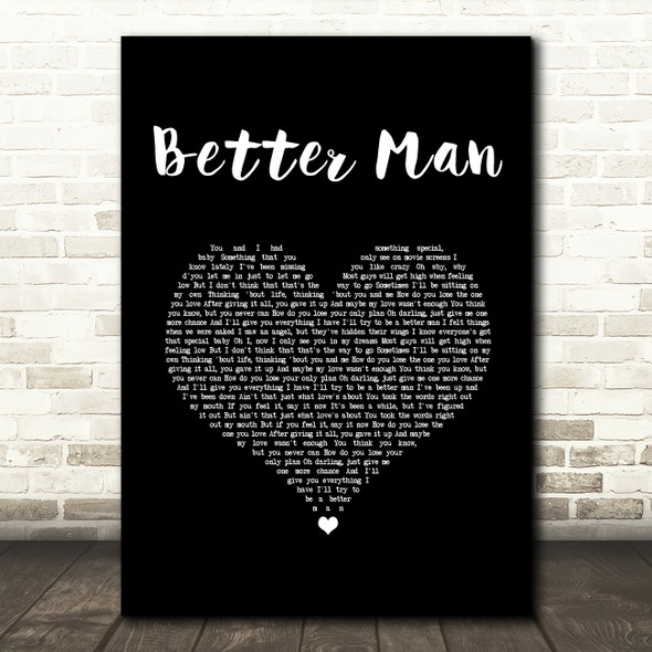 Westlife Better Man Black Heart Song Lyric Art Print