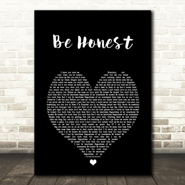 Jorja Smith Be Honest Black Heart Song Lyric Art Print