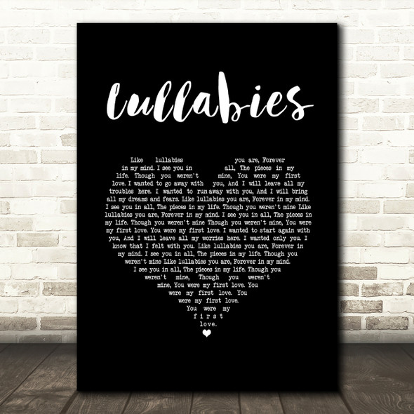 Yuna Lullabies Black Heart Song Lyric Art Print