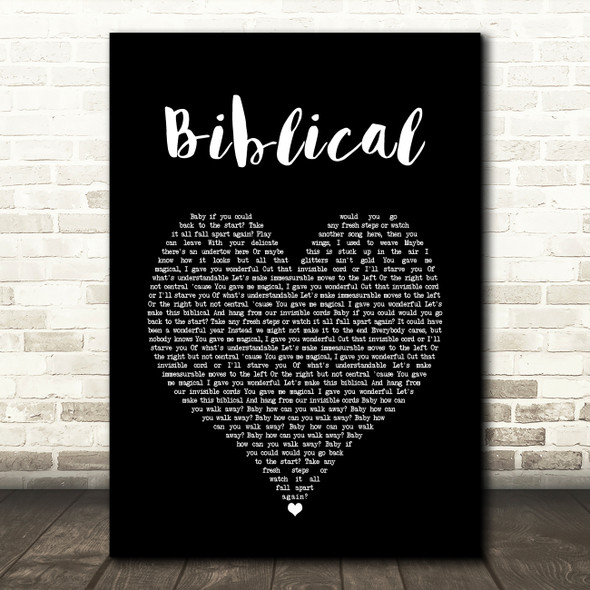 Biffy Clyro Biblical Black Heart Song Lyric Art Print