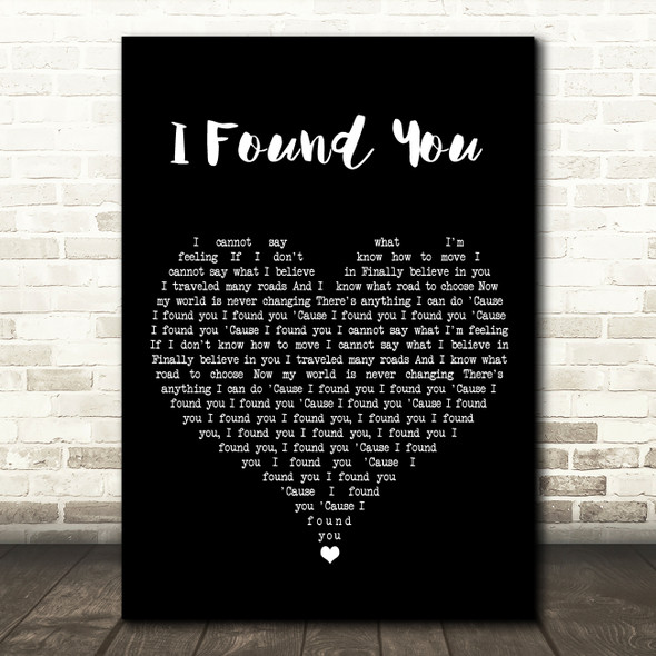 benny blanco & Calvin Harris I Found You Black Heart Song Lyric Wall Art Print