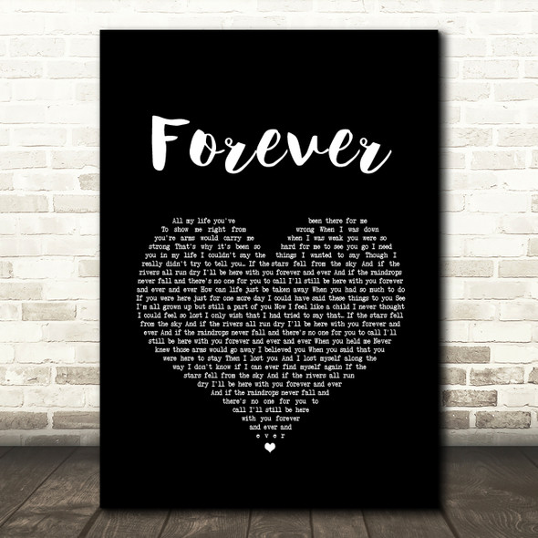 Liberty X Forever Black Heart Song Lyric Art Print
