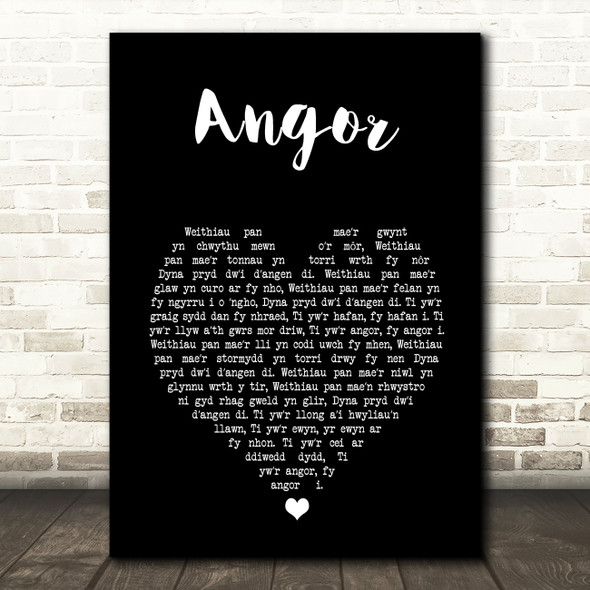 Tudur Huws Jones Angor Black Heart Song Lyric Art Print