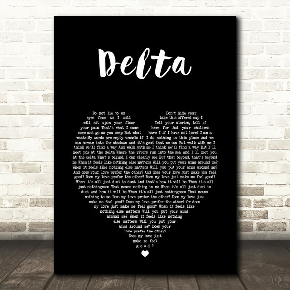Mumford & Sons Delta Black Heart Song Lyric Art Print