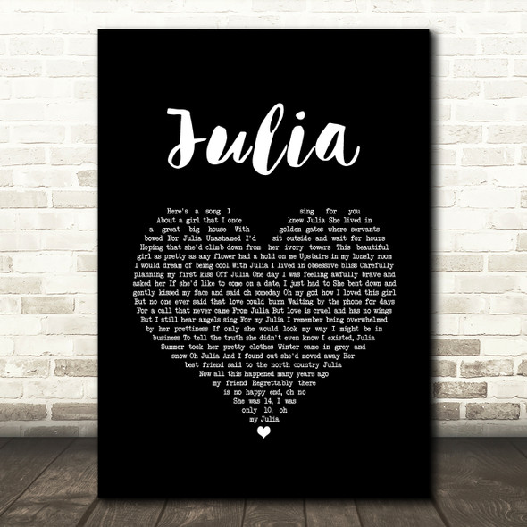 Rod Stewart Julia Black Heart Song Lyric Art Print