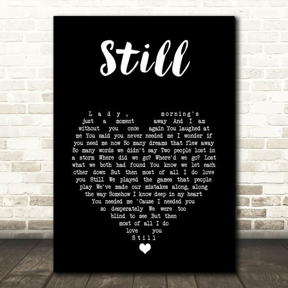 Commodores Still Black Heart Song Lyric Art Print