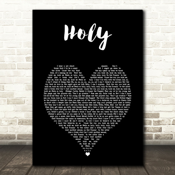 Justin Bieber Holy Black Heart Song Lyric Art Print
