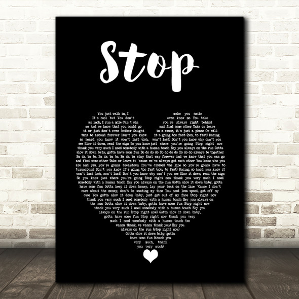 Spice Girls Stop Black Heart Song Lyric Art Print