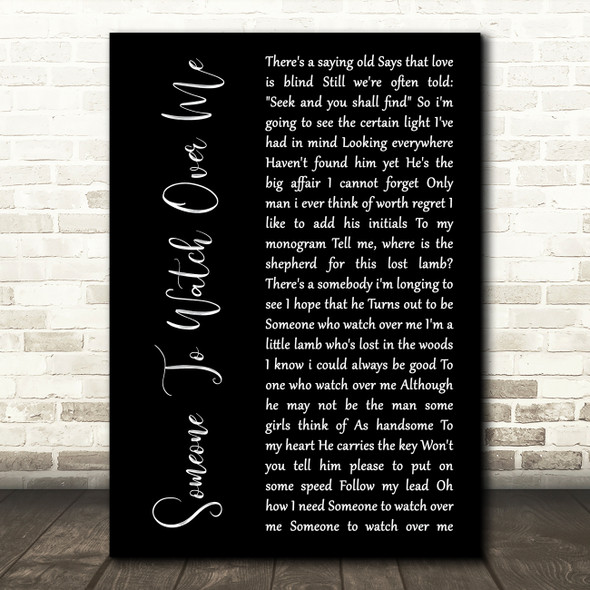 Julia Fordham Someone To Watch Over Me Black Script Song Lyric Art Print