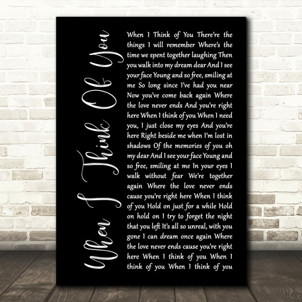 Steve Perry When I think of you Black Script Song Lyric Art Print
