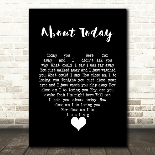 The National About Today Black Heart Song Lyric Wall Art Print