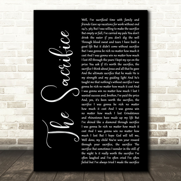 Dolly Parton The Sacrifice Black Script Song Lyric Art Print