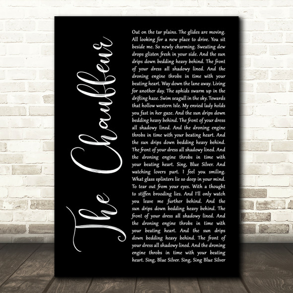 Duran Duran The Chauffeur Black Script Song Lyric Art Print