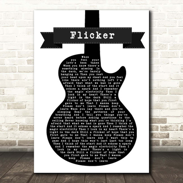 Niall Horan Flicker Black & White Guitar Song Lyric Print