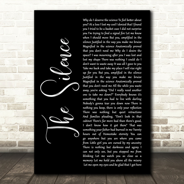 Manchester Orchestra The Silence Black Script Song Lyric Art Print