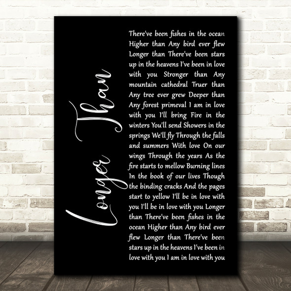 Dan Fogelberg Longer Than Black Script Song Lyric Art Print