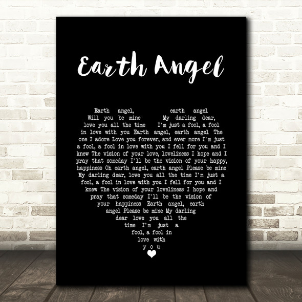 The Penguins Earth Angel Black Heart Song Lyric Wall Art Print