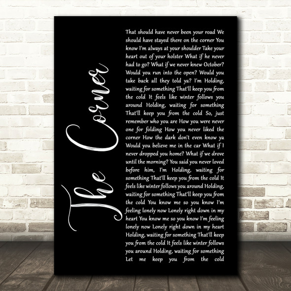Dermot Kennedy The Corner Black Script Song Lyric Art Print